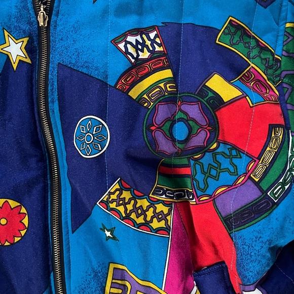 VINTAGE Janeve Multicolor Quilted Bomber Jacket - Picture 2 of 10